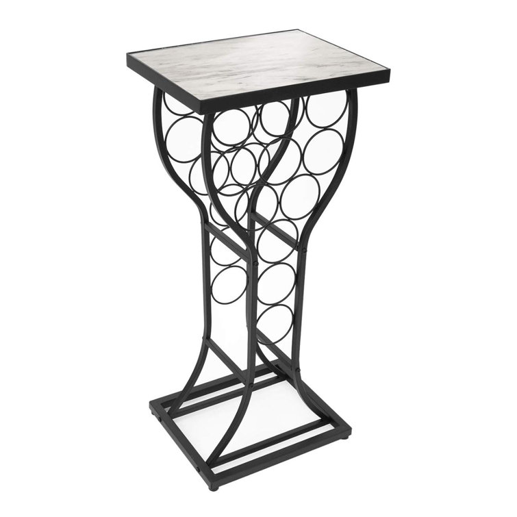 17 Stories Dungall 18 Bottle Floor Wine Bottle Rack in Marble Wine Rack